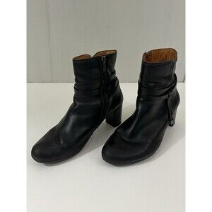 Pikolinos Verona Women 40 Black Leather Mid-Calf Zip Boots Ankle Heels Boho